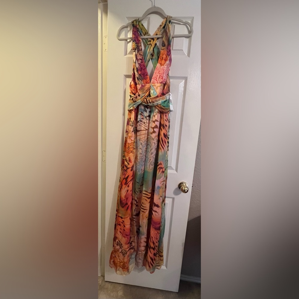 ABS Collection by Allen Schwartz Multi Ladies Woven Gown NEW w/Tags Size 8